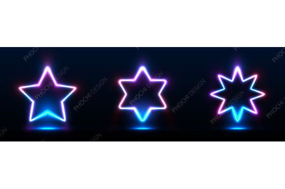 Download Set of Nightclub Sign Light Neon Stars - Light Collection