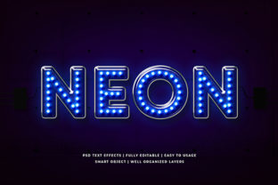 Download Blue Light Neon 3d Text Effect Mockup - Light Collection