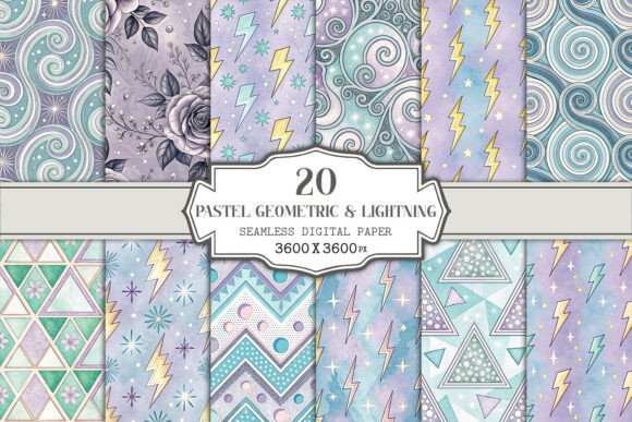 Download Pastel Geometric &amp; Lightning Seamless - Light Collection