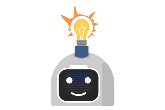 Download Robot Head with Shining Light Bulb. Crea - Light Collection