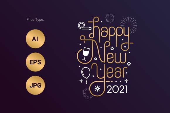 Download Happy New Year 2021 Lettering Typography - Lettering Collection