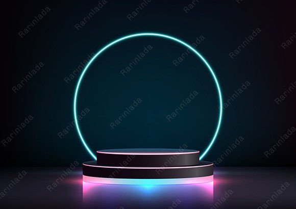 Download 3D Blue Neon Light Podium Stand - Light Collection