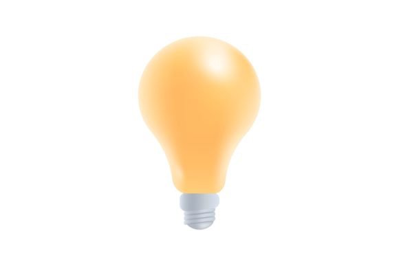 Download Yellow Light Bulb with Reflection 3D Ico - Light Collection